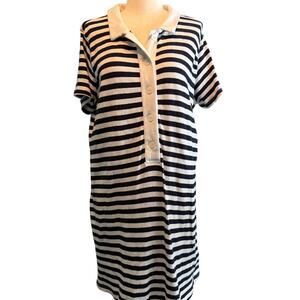 Universal Thread Navy and Cream Striped Polo Knit Mini Dress Size XL